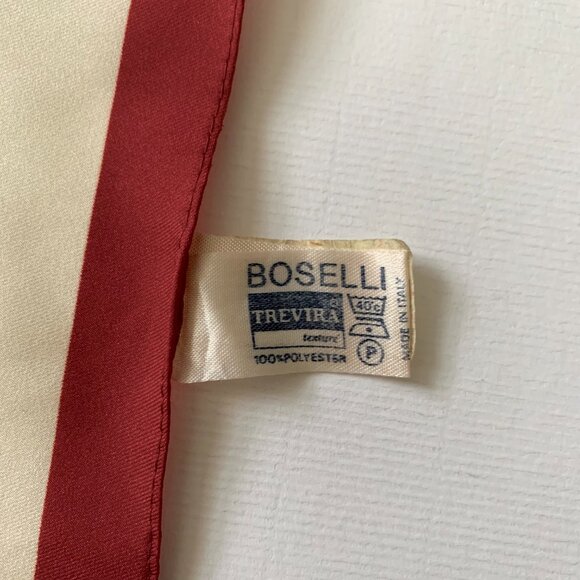 Vintage Boselli Floral Flower Print Trevira Italian Scarf Red Beige Blue Green - Picture 9 of 10